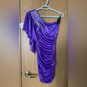 Elegant Purple One-Shoulder Dress